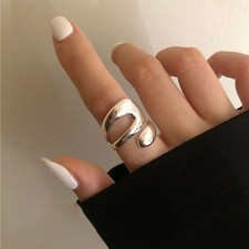 Fashion Silver Irregular Geometric Adjustable Finger Ring Women Jewelry New Silver Ring price