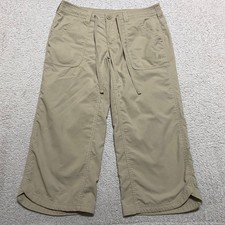 The North Face Capri Pants Women Sz 8 Solid Beige Outdoor Hiking Casual Nylon Shorts & Capri (Outdoor) price