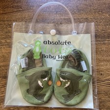 Absolute Tots Baby Shark Leather Shoes Slippers Green Size Small Boy Girl Baby Booties price