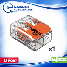 1pc x WAGO 4mm² 2-Way Conductor Compact Splicing Connector | 221-412 Connector price