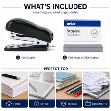 Mini Stapler Set Black with 500 26/6 Staples Home Office Stationery Stapler price