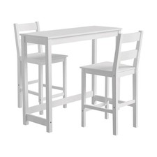 Oikiture 3PCS Bar Table Set Cafe Tables and 2 Stools White Cafe & Canteen Table Set price