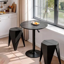Artiss Bar Stools and Table Set 3PCS Dining Desk Kitchen Chairs Cafe Pub Black Cafe & Canteen Table Set price