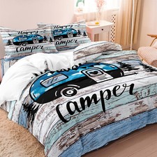 3pcs Happy Camping Theme Quilt Duvet Cover Bedding Set Single Double Queen King Bedroom Set price