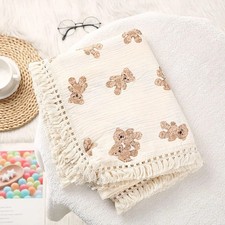 Baby Muslin Cotton Swaddle Blanket Cute Bear Receiving Wrap Newborn Throw Baby Swaddle price