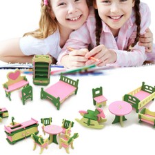 Kids Wooden Furniture Dolls House Miniature Room Set Doll Toys For Gift DIY Baby & Kids' Room Set price