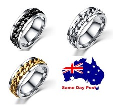 Spinner Men's Gold Silver Black Men's Ring Spinning Stainless Steel Band Wedding Men's Ring price