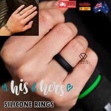 Men’s & Women's Premium Silicone Wedding Ring Bands Flexible Work Sport Gym AUS Men's Ring price