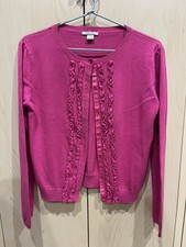 Hartstrings Girls Size 10 Pink Cotton Knit Button Front Ruffle Cardigan Jumper Girls' Cardigan price