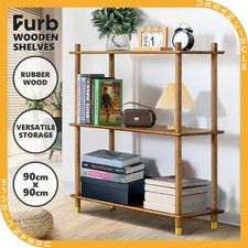 Furb 90CM Console Table 3-Tier Bookshelf Display Shelves With Brass Feet Walnut Console Furniture price