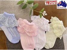 Girls kids lace ruffle ankle short socks frilly toddler princess socks 0-9 yr Girls' Socks price