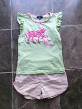 Girl's R B Sellars Green & Pink Horse Cotton Knit Summer Pyjamas Size 8 GC Girls' Pyjamas price