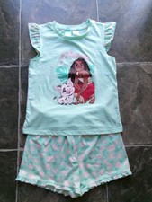 Girl's Moana Green Polycotton Knit Summer Pyjamas Size 8 GC Girls' Pyjamas price