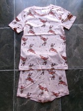 Girl's Target Christmas Reindeer Cotton Knit Summer Pyjamas Size 7 EC Girls' Pyjamas price