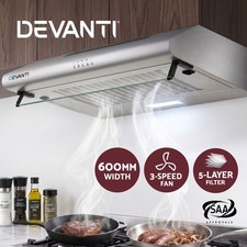 Devanti 600mm Range Hood 60cm Rangehood Kitchen Canopy LED Light Stainless Steel Range Hoods price