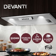 Devanti 520mm Range Hood 52cm Rangehood Kitchen Canopy LED Light Stainless Steel Range Hoods price