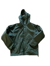 Mens LL Bean Hooded Rain Jacket Coat Full Zip Pockets Green Medium 0RB73 Men's Raincoat price