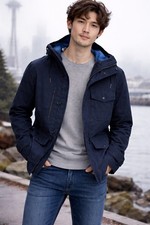 Banana Republic Navy Blue Four Pocket Hooded Men’s Raincoat Jacket Size LARGE Men's Raincoat price