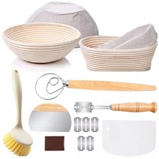 Set Of 2 Round and Oval Banneton Bread Proofing Basket Sourdough Tools Kit Basket price
