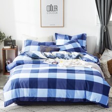 All Size Ultra Soft Doona Quilt Duvet Doona Cover Set Bedding Blue Check Duvet Cover Set price