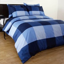 Single/Double/Queen/King/Super King Size Bed Quilt/Duvet Cover Set-Blue Check Duvet Cover Set price