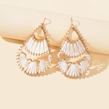 Lovely Oversized Drop Woven Thread Earrings Bohemian Large Statement Jewelery Costume Earrings price
