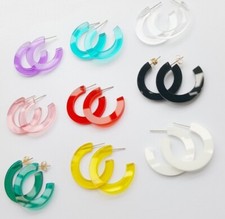 Stunning Colourful Exquisite Rainbow C-Shaped Earrings Vibrant Ear Stud Jewelry Costume Earrings price