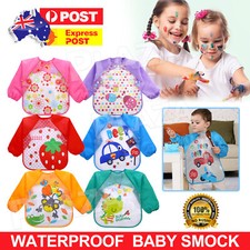 New Cartoon Baby Kids Toddler Waterproof Long Sleeve Apron Art Smock Feeding Bib Feeding Bib price