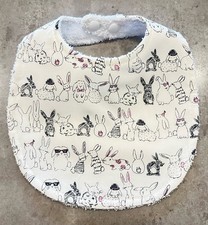 Bunnies Baby Bib Cotton Front Double Towel Backed Handmade Free Post Absorbent Feeding Bib price