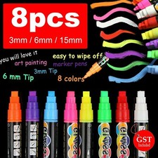 8pcs 3/6/15mm Liquid Chalk Marker Pens LED Writing Board Glass Art Pen Window AU Whiteboard Marker price