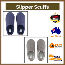 Scuff Slippers For Men's Grey and Navy Size Au ✅ 6/7,8/9,10/11,12/13 Round toe - Men's Slippers price