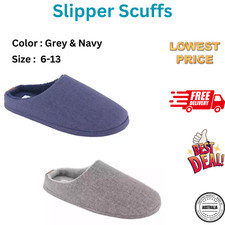 Scuff Slippers For Men's Grey and Navy Size Au ✅ 6/7,8/9,10/11,12/13 Round toe - Men's Slippers price