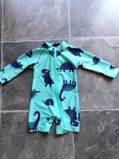 Baby Boy's Green & Blue Dinosaurs Long Sleeve Rash Suit Swimsuit Unitard Size 00 Baby Swimsuit price