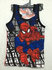 BNWT Boys Sz 5 Cool Spiderman Print Blue Red Singlet Muscle Tank Style Top Boys' Tank Top / Undershirt price