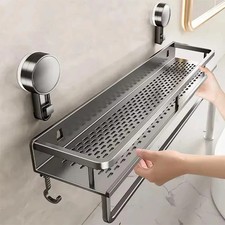 Aluminum Bathroom Wall Suction Cup Rack Shower Caddy Shelf Organiser Holder Bathroom Shelf price