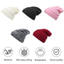 Women's Ponytail Beanie Skull Cap Winter Warm Stretch Cable Knit High Bun Hat Women's Beanie price