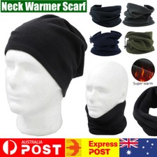 Men Women's Winter Fleece Snood Scarf Neck Warmer Thermal Ski Beanie Hat Cap AU Women's Beanie price