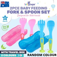 Set Baby Spoon&Fork Toddler Utensils Self Feeding Training Cutlery Case BPA FREE Feeding Set price