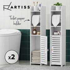 Artiss 2X Bathroom Cabinet Toilet Roll Holder 76cm Cabinet price