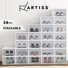 Artiss Shoe Rack Storage Cabinet Shoe Box 24 Stackable Plastic Cube White Cabinet price
