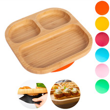 Children's Bamboo Dinner Feeding Plate Stay Put Suction Segmented Baby Plate Feeding Plate price