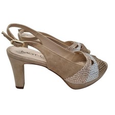 Mot-Clé Made In Italy Slingback Heels AU 6 Beige Diamante Peep Toe Evening Shoes Evening Shoes price