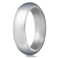 Silicone Rubber Wedding Round Band Ring Flexible Comfortable Work Sport Gym 6MM Silver Wedding Band price