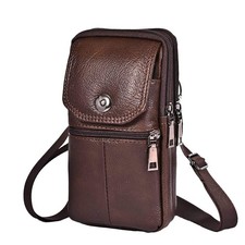 Coffee genuine Leather Men’s Crossbody Waist Bag, Multifunctional Belt Pouch, Po Men's Belt Bag price