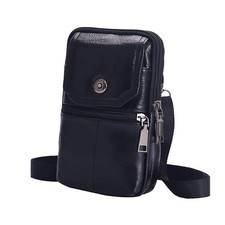 Black genuine Leather Men’s Crossbody Waist Bag, Multifunctional Belt Pouch, Por Men's Belt Bag price