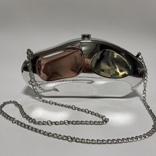 Elegant Silver/Chrome Acrylic Purse Evening Clutch Shoulder Bag Detachable strap Evening Bag price