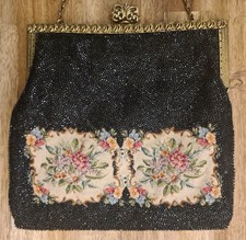 VINTAGE Beaded Whimsigoth Handbag Floral Needlepoint Tapestry Evening Clutch Bag Evening Bag price