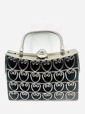 Silver Heart Scroll Metal Clutch Evening Bag Chain Crossbody Purse Statement Evening Bag price