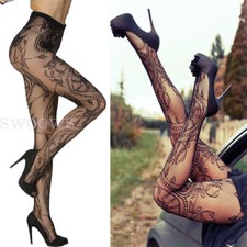 Sexy Pantyhose Stockings Fishnet Floral Lace Pattern Fashion Tights Black AU Pantyhose price