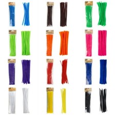 50x Pipe Cleaners Chenille Stems Pipe Cleaner Stick Plain Colours Craft Art Chenille price